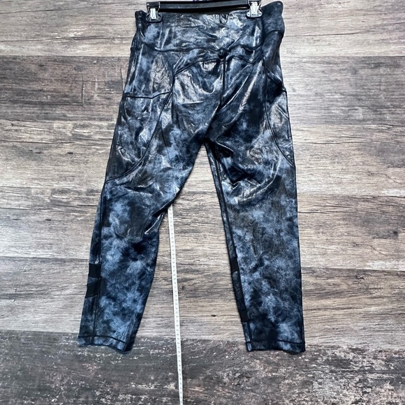 ZYIA Active Black Metallic Gray Leggings High Waist Womens size 14-16 - Picture 2 of 8